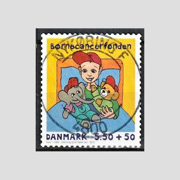 FRIMRKER DANMARK | 2010 - AFA 1605E - Brnecanserfonden - 5,50 + 0,50 Kr. flerfarvet - Pragt Stemplet Nykbing F