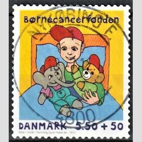 FRIMRKER DANMARK | 2010 - AFA 1605E - Brnecanserfonden - 5,50 + 0,50 Kr. flerfarvet - Pragt Stemplet Nykbing F