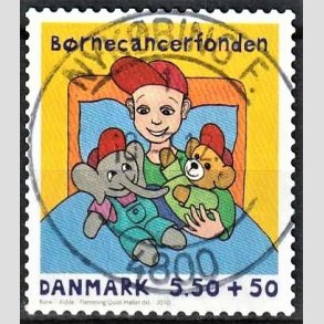 FRIMRKER DANMARK | 2010 - AFA 1605E - Brnecanserfonden - 5,50 + 0,50 Kr. flerfarvet - Pragt Stemplet Nykbing F