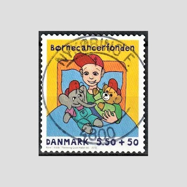 FRIMRKER DANMARK | 2010 - AFA 1605E - Brnecanserfonden - 5,50 + 0,50 Kr. flerfarvet - Pragt Stemplet Nykbing F