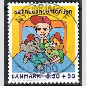 FRIMRKER DANMARK | 2010 - AFA 1605E - Brnecanserfonden - 5,50 + 0,50 Kr. flerfarvet - Pragt Stemplet Nykbing F