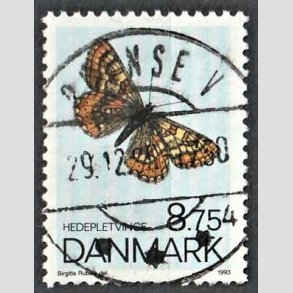 FRIM�RKER DANMARK | 1993 - AFA 1039 - Sommerfugle - 8,75 Kr. flerfarvet - Pragt Stemplet Odense V