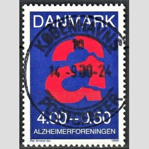 FRIMRKER DANMARK | 1999 - AFA 1220 - Alzheimerforeningen - 4,00 Kr. + 0,50 re rd/bl - Pragt Stemplet
