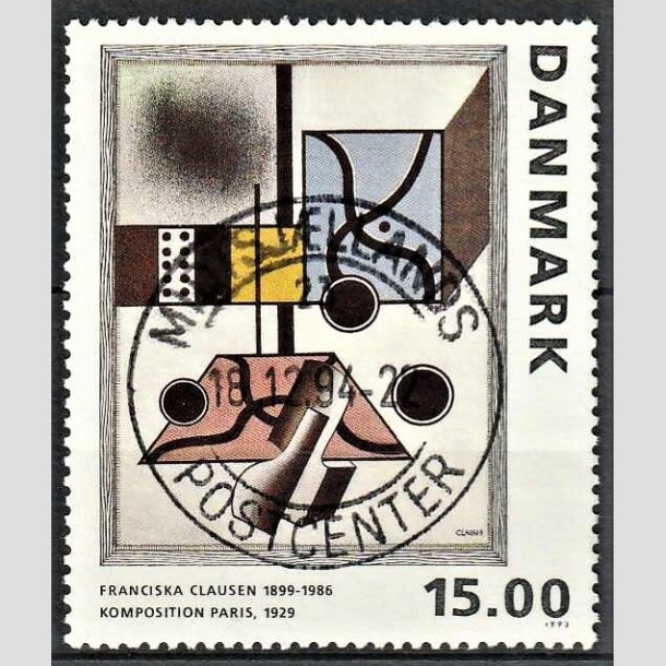 FRIMRKER DANMARK | 1993 - AFA 1058 - Maleriserie 6. - 15,00 Kr. Franciska Clausen - Pragt Stemplet