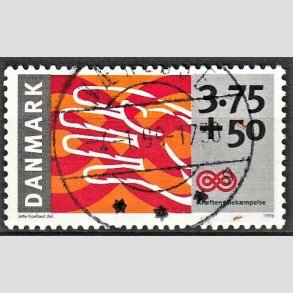 FRIMRKER DANMARK | 1998 - AFA 1186 - Krftens Bekmpelse - 3,75 Kr. + 50 re  flerfarvet - Pragt Stemplet Vrlse