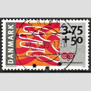 FRIMRKER DANMARK | 1998 - AFA 1186 - Krftens Bekmpelse - 3,75 Kr. + 50 re  flerfarvet - Pragt Stemplet Vrlse