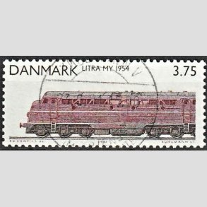 FRIM�RKER DANMARK | 1991 - AFA 987 - Lokomotiver - 3,75 Kr. r�dbrun/sort - Pragt Stemplet
