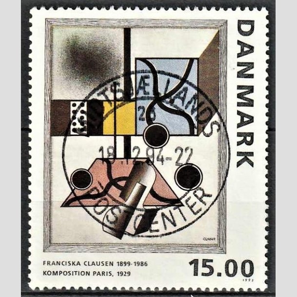 FRIMRKER DANMARK | 1993 - AFA 1058 - Maleriserie 6. - 15,00 Kr. Franciska Clausen - Pragt Stemplet