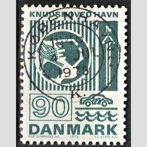 FRIM�RKER DANMARK | 1972 - AFA 537 - Trafiktekniske anl�g - 90 �re bl�gr�n - Pragt Stemplet K�benhavn