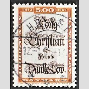 FRIM�RKER DANMARK | 1983 - AFA 781 - Danske Lov 300 �r. - 5,00 Kr. flerfarvet - Pragt Stemplet Holb�k