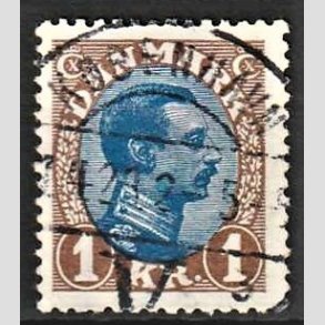 FRIMRKER DANMARK | 1921-22 - AFA 131a - Chr. X 1 Kr. brun/bl Type II - Lux Stemplet