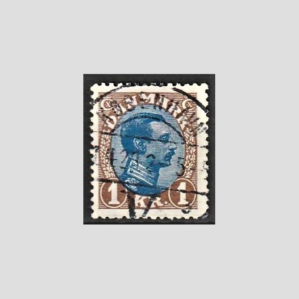 FRIMRKER DANMARK | 1921-22 - AFA 131a - Chr. X 1 Kr. brun/bl Type II - Lux Stemplet