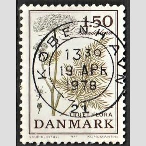 FRIM�RKER DANMARK | 1977 - AFA 650 - Truet flora - 1,50 Kr. lysgr�n/brun - Pragt Stemplet K�benhavn