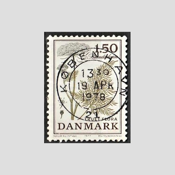 FRIMRKER DANMARK | 1977 - AFA 650 - Truet flora - 1,50 Kr. lysgrn/brun - Pragt Stemplet Kbenhavn