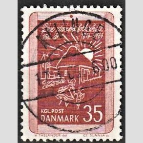 FRIM�RKER DANMARK | 1964 - AFA 423 - Skolev�snet 150 �r - 35 �re r�dbrun - Pragt Stemplet Allinge