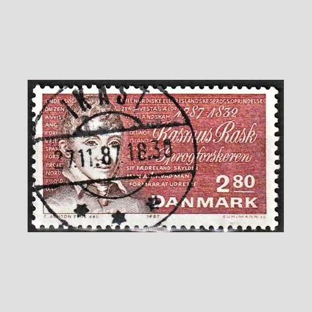 FRIMRKER DANMARK | 1987 - AFA 892 - Rasmus Rask - 2,80 Kr. rd - Pragt Stemplet Ikast