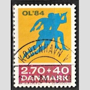 FRIMRKER DANMARK | 1984 - AFA 798 - Olympiske Lege 1984 - 2,70 Kr. + 40 re gul/rd/bl - Pragt Stemplet