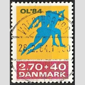 FRIMRKER DANMARK | 1984 - AFA 798 - Olympiske Lege 1984 - 2,70 Kr. + 40 re gul/rd/bl - Pragt Stemplet Vordingborg