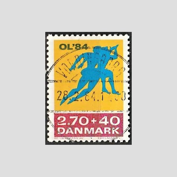 FRIMRKER DANMARK | 1984 - AFA 798 - Olympiske Lege 1984 - 2,70 Kr. + 40 re gul/rd/bl - Pragt Stemplet Vordingborg
