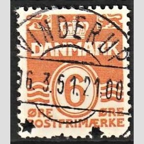 FRIM�RKER DANMARK | 1940 - AFA 254 - B�lgelinie 6 �re orangegul - Lux Stemplet Vinderup
