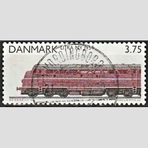FRIM�RKER DANMARK | 1991 - AFA 987 - Lokomotiver - 3,75 Kr. r�dbrun/sort - Pragt Stemplet
