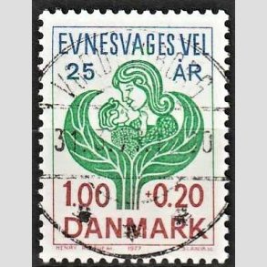 FRIMRKER DANMARK | 1977 - AFA 633 - Evnesvages vel - 1,00 + 0,20 Kr. bl/grn/rd - Pragt Stemplet Vordingborg