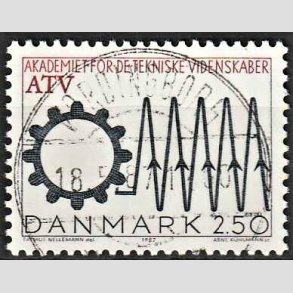 FRIMRKER DANMARK | 1987 - AFA 884 - Tekniske akademi 50 r - 2,50 Kr. sort/rd - Pragt Stemplet Vordingborg