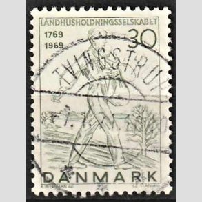 FRIM�RKER DANMARK | 1969 - AFA 477 - Landhusholdningsselskabet 200 �r - 30 �re gr�n - Pragt Stemplet Tvingstrup