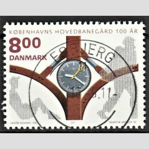 FRIM�RKER DANMARK | 2011 - AFA 1676 - KBH Hovedbaneg�rd 100 �r - 8,00 Kr. flerfarvet - Pragt Stemplet