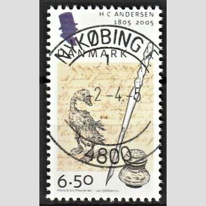FRIM�RKER DANMARK | 2005 - AFA 1424 - H.C. Andersen - 6,50 Kr. Pen og bl�k - Pragt Stemplet 