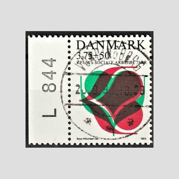 FRIMRKER DANMARK | 1993 - AFA 1052 - KFUM 75 r. - 3,75 Kr. + 50 re rd/grn/sort - Pragt Stemplet Vordingborg