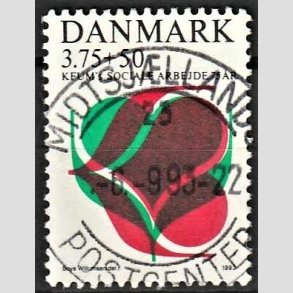 FRIMRKER DANMARK | 1993 - AFA 1052 - KFUM 75 r. - 3,75 Kr. + 50 re rd/grn/sort - Pragt Stemplet 