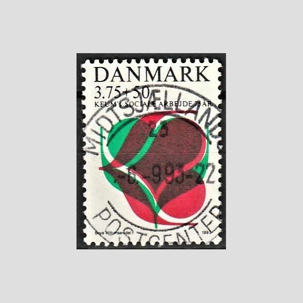 FRIMRKER DANMARK | 1993 - AFA 1052 - KFUM 75 r. - 3,75 Kr. + 50 re rd/grn/sort - Pragt Stemplet 