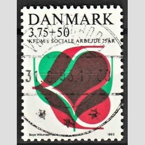 FRIMRKER DANMARK | 1993 - AFA 1052 - KFUM 75 r. - 3,75 Kr. + 50 re rd/grn/sort - Pragt Stemplet 