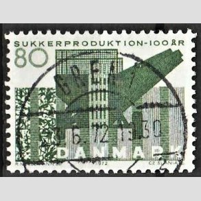 FRIM�RKER DANMARK | 1971 - AFA 521 - Sukkerproduktion - 80 �re gr�n - Lux Stemplet Gren�