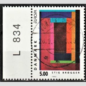 FRIM�RKER DANMARK | 1993 - AFA 1042 - Nutidskunst - 5,00 Kr. flerfarvet - Pragt Stemplet Vordingborg
