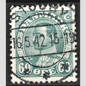 FRIMRKER DANMARK | 1934 - AFA 210 - Chr. X 60 re blgrn - Lux Stemplet
