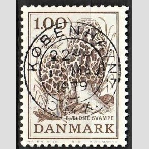 FRIM�RKER DANMARK | 1978 - AFA 669 - Sj�ldne svampe - 1,00 Kr. brun - Pragt Stemplet