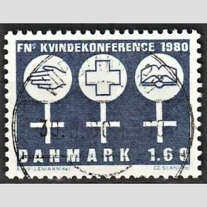 FRIM�RKER DANMARK | 1980 - AFA 697 - FN�s Kvindekonference - 1,60 Kr. bl� - Pragt Stemplet 