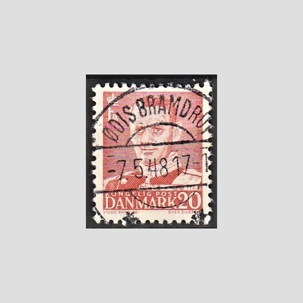 FRIMRKER DANMARK | 1948-50 - AFA 307 - Fr. IX 20 re rd - Pragt Stemplet dis Bramdrup