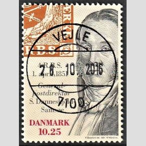 FRIMRKER DANMARK | 2001 - AFA 1279 - Frimrket 150 r - 10,25 Kr. flerfarvet - Lux Stemplet Vejle