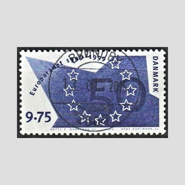 FRIMRKER DANMARK | 1999 - AFA 1211 - Europardet 50 r - 9,75 Kr. bl - Pragt Stemplet