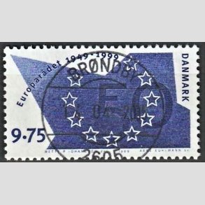 FRIMRKER DANMARK | 1999 - AFA 1211 - Europardet 50 r - 9,75 Kr. bl - Pragt Stemplet