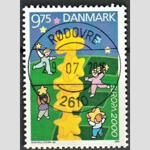 FRIMRKER DANMARK | 2000 - AFA 1256 - Europamrke - 9,75 Kr. flerfarvet - Pragt Stemplet