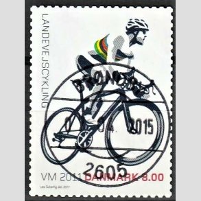 FRIM�RKER DANMARK | 2011 - AFA 1674 - WM i landevejscykling - 8,00 Kr. flerfarvet - Pragt Stemplet
