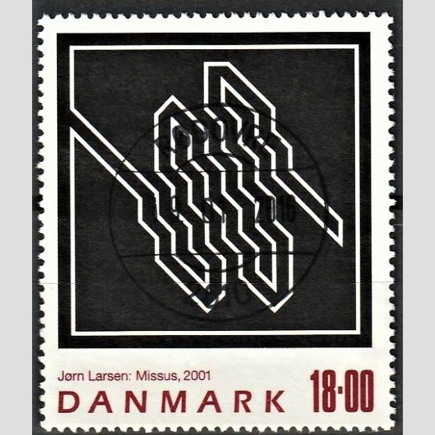 FRIMRKER DANMARK | 2001 - AFA 1292 - Jrn Larsen - 18,00 Kr. flerfarvet - Pragt Stemplet Rdovre
