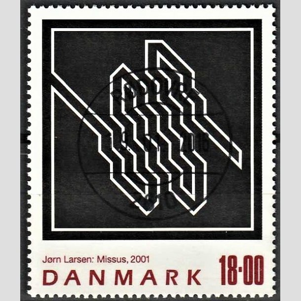 FRIMRKER DANMARK | 2001 - AFA 1292 - Jrn Larsen - 18,00 Kr. flerfarvet - Pragt Stemplet Rdovre