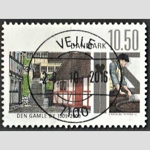FRIMRKER DANMARK | 2009 - AFA 1566 - Den gamle by - 10,50 Kr. flerfarvet - Pragt Stemplet Vejle