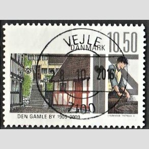 FRIMRKER DANMARK | 2009 - AFA 1566 - Den gamle by - 10,50 Kr. flerfarvet - Pragt Stemplet Vejle