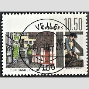 FRIMRKER DANMARK | 2009 - AFA 1566 - Den gamle by - 10,50 Kr. flerfarvet - Pragt Stemplet Vejle
